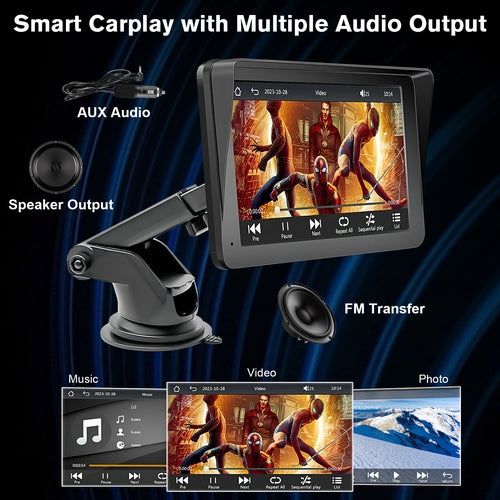Portable Car Stereo Wireless CarPlay & Android Auto, Car Radio 7inches
